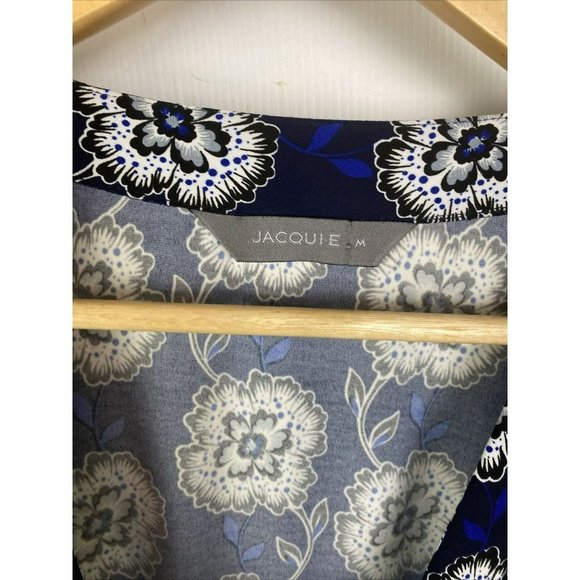 Jacqui E Size M Women's Wrap Dress Blue Floral Sleeveless - Picture 5 of 7